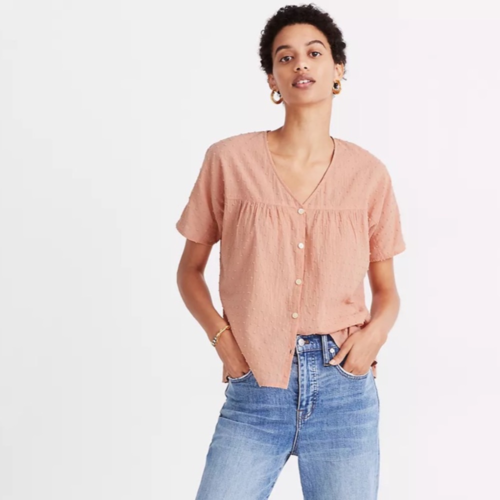 Madewell Rhyme Button-Front Top in Clipdot